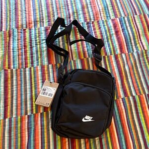 Nike 4 L Black Compact Crossbody Bag with White Logo new tags